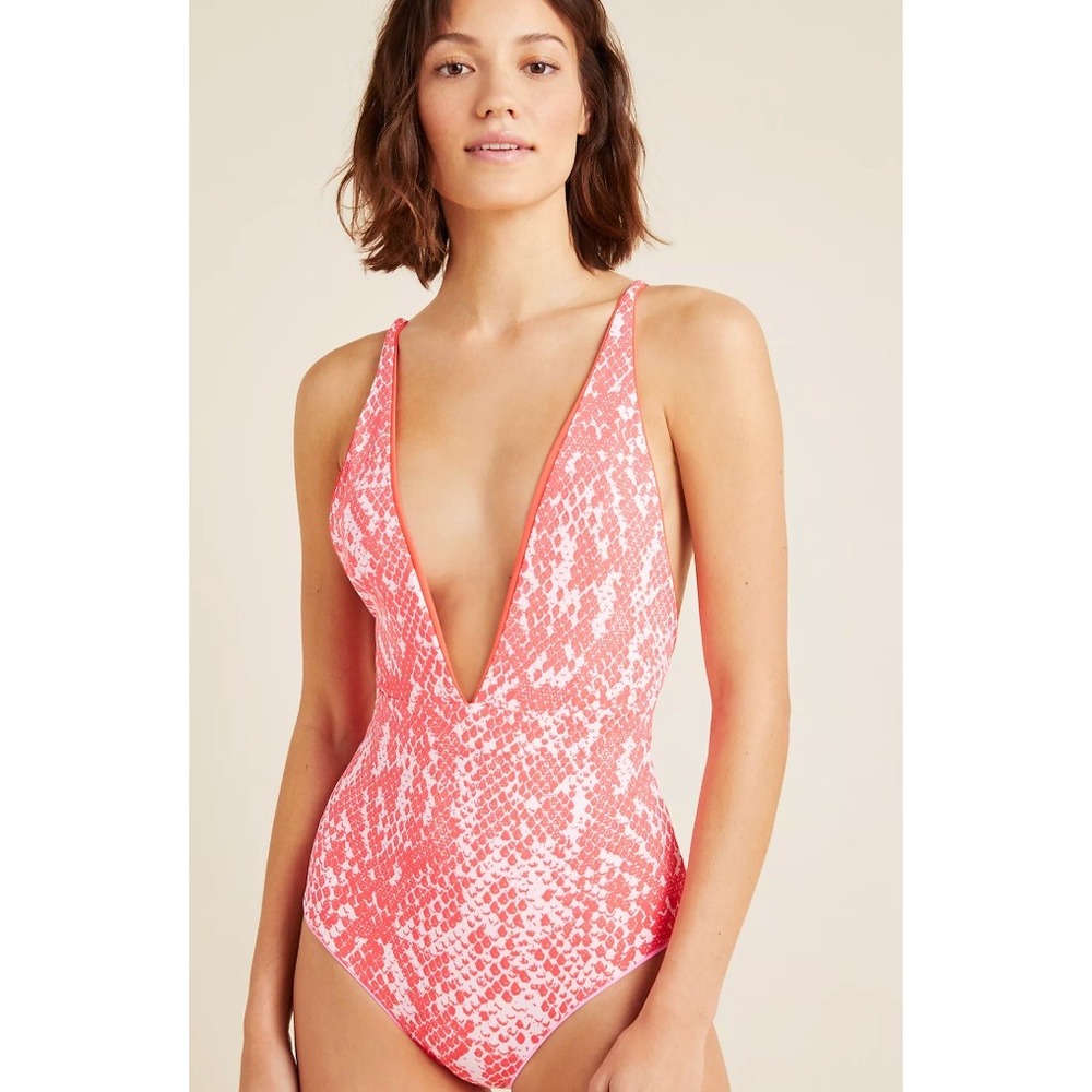 Maaji Valentine One Piece Swimsuit Medium Red Snakeskin Monokini